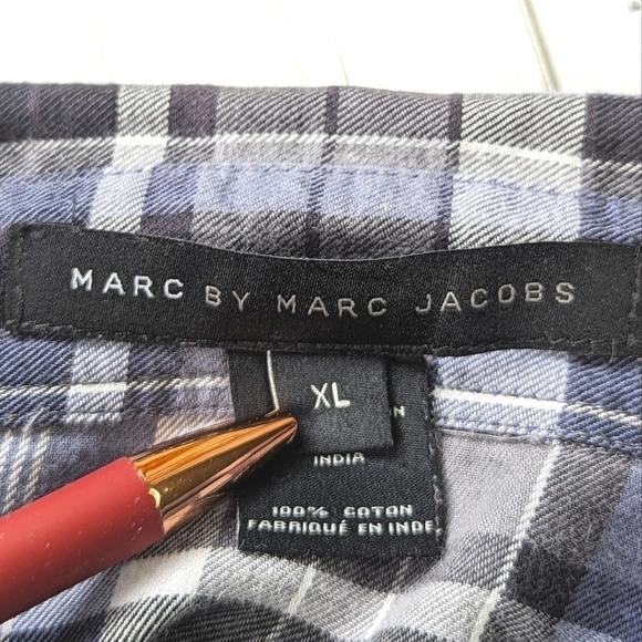 Marc by Marc Jacobs Plaid Cotton Button Down in Blue and Black Check Size XL - Picture 5 of 8